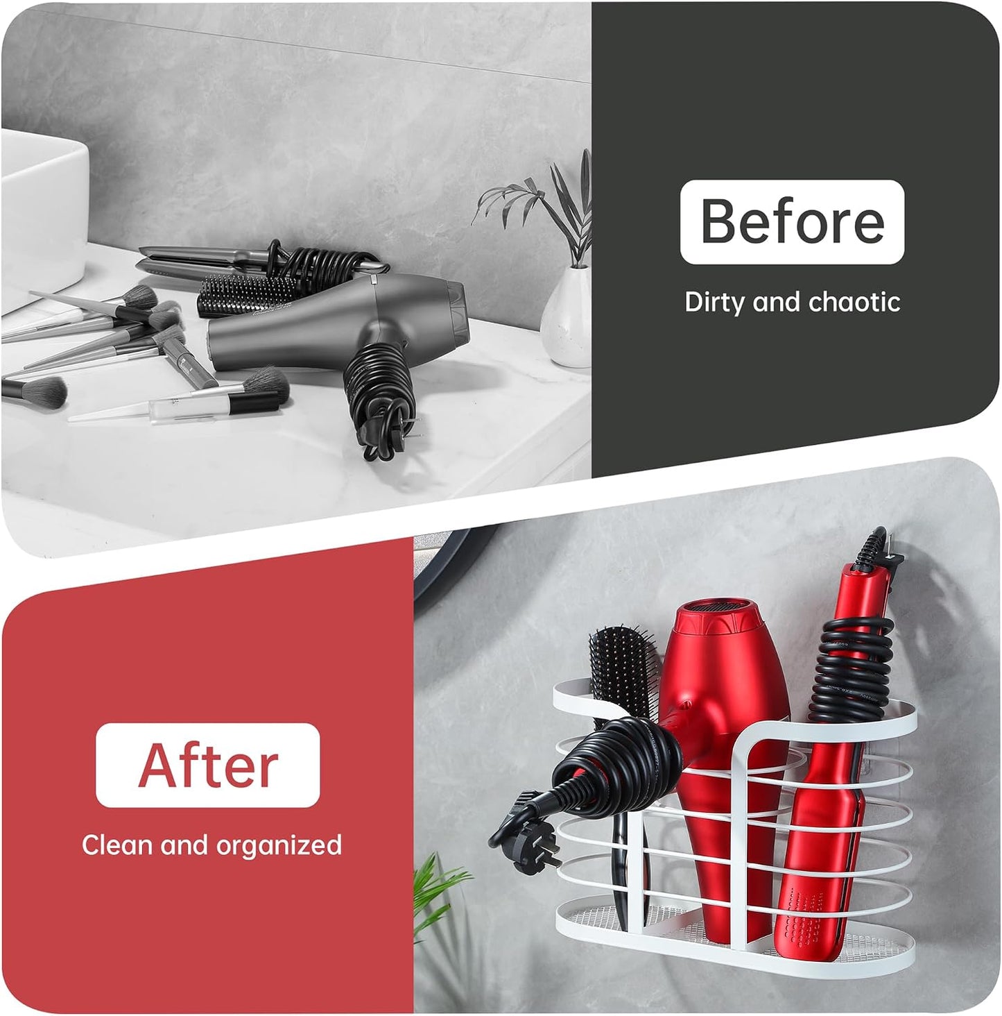 YIGII Hair Tool Organizer, Cabinet Door Storage Basket, Bathroom, Black | Storage for Hair Dryers, Flat Irons and Curling Tools, Space-Saving Cabinet Design for Bathroom Styling Tools