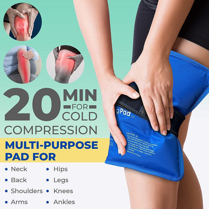 Foot and Ankle Gel Pack - Reusable Gel Ice Pack with Elastic Fastener - Cold Packs for Post-Surgery or Sport Injuries, Flexible Ice Packs - Foot Wrap and Ankle Ice Pack Wrap Compression - 1 Pack Blue
