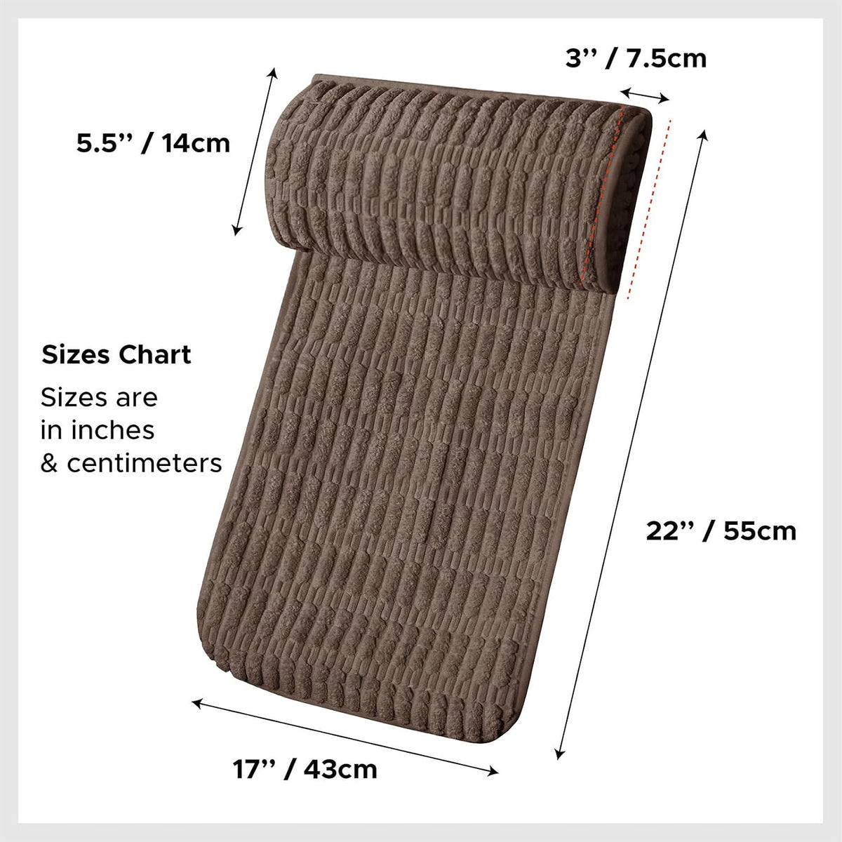 WdFour Headrest Memory Pillow, Support Cushions for Neck, Back or Foot for Sofas, Recliners, Office Chairs, Massage Chairs for Neck Pain Relief and Cervical Support(Khaki, 13" Wx2.7 D).