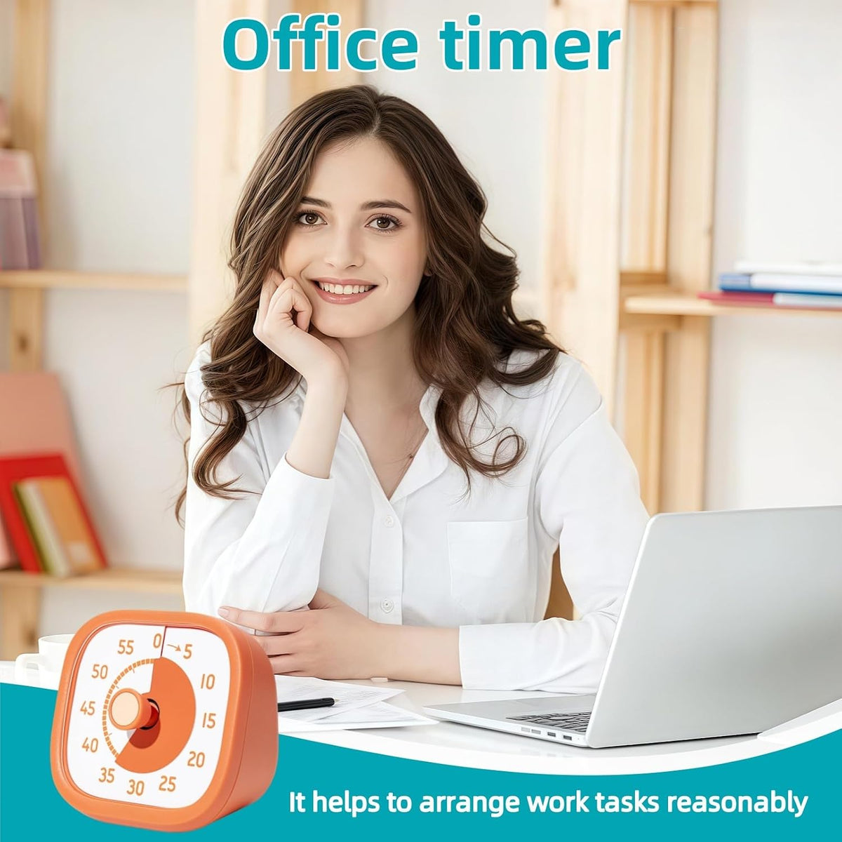 Visual Timer for Kids - 60 Minute Visual Kids Timer for Classroom Home Office, Countdown Timer for Cooking Teaching Working Meeting (Orange)