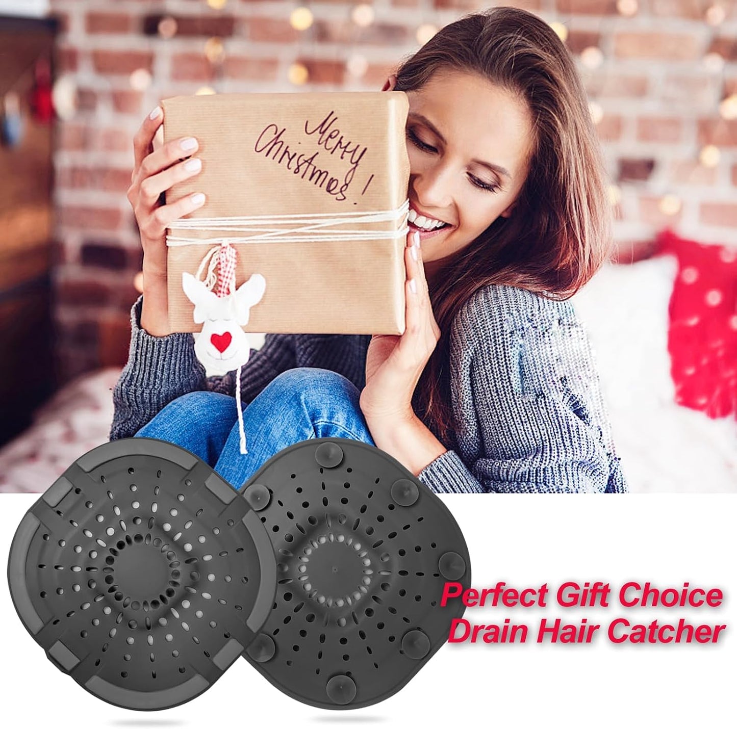 Bovinde Hair Drain Catcher,Square Cover for Shower 2 Pack (Black) | Drainer Cover Silicone Hair Stopper with Suction Cups,Protector Accessories,Easy to Install Suit for Bathroom,Bathtub,Sink