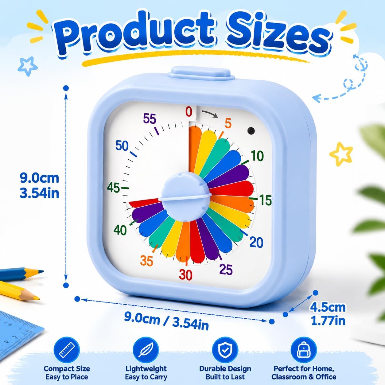 Visual Timer for Kids Toddlers, 60 Minute Countdown Clock | Rainbow Disk Pomodoro Timers for Classroom Kitchen Office, Desk Silent Time Management Tool Pomodoro Timers (3.5 Inch)