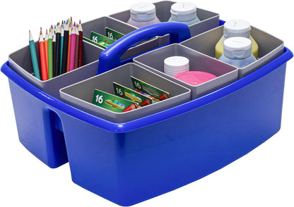 Storex 2-Compartment Large Cleaning Caddy – Multipurpose Supply Organizer with Handle - Black, 1-Pack (00973A06C)