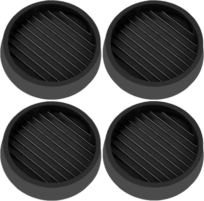 2X2 Round Rubber Caster Cups, Non Slip Furniture Pads - 4 Pack | Anti-Slip Gripper, Anti Skid Furniture Feet, Anti Slide Floor Protector for Bed Couch Table Chair Stoppers, Black