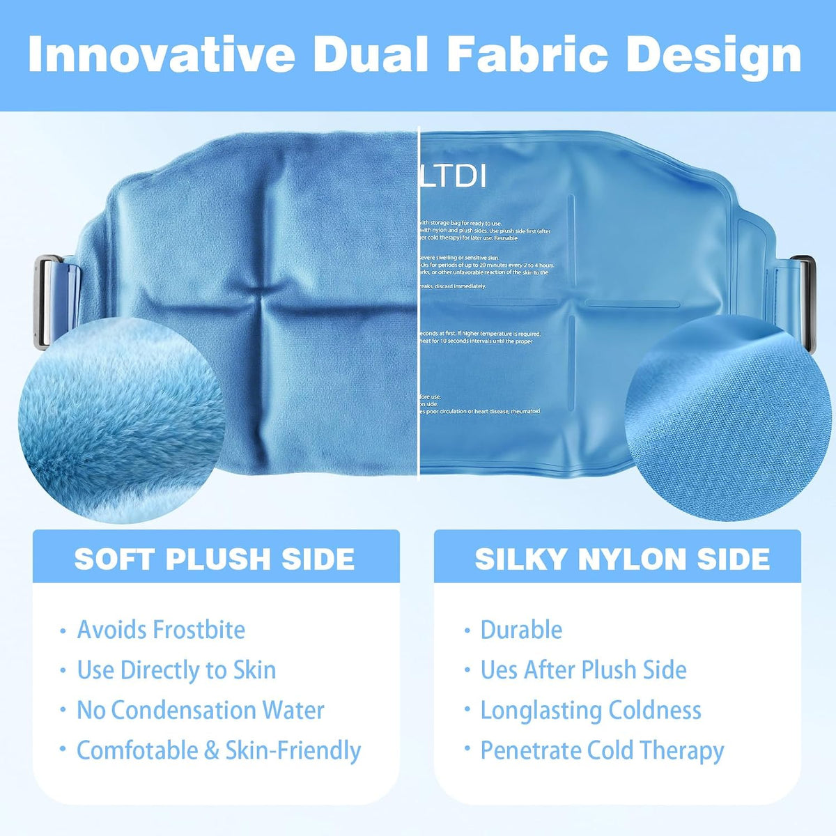 Ice Packs Soft Flexible Gel Pack for Injuries Reusable Cold Hot Therapy for Shoulder Knee Back Elbow Leg Hip Arm for Muscle Relief & Recovery 17.5'' x 9.5'' Navy Blue