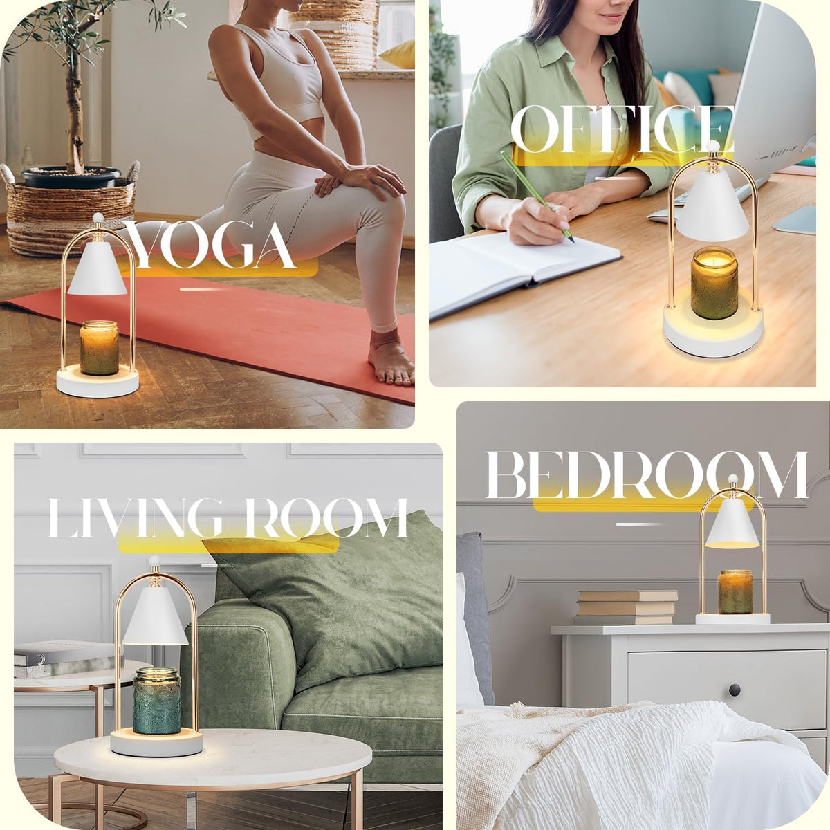 Candle Warmer Lamp with Timer, Electric Black Candle Warming Light for Bedroom, Dimmable Wax Melts Warmer for Home Decor Beside Lamp Gifts for Women (2 Bulbs Included)