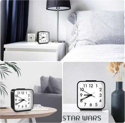 ORIA Analog Alarm Clock, Battery Operated Analog Travel Clock, Small Bedside Clock with Night Light, Snooze, Gradual Rise Alarm, for Bedroom, Office, Travel