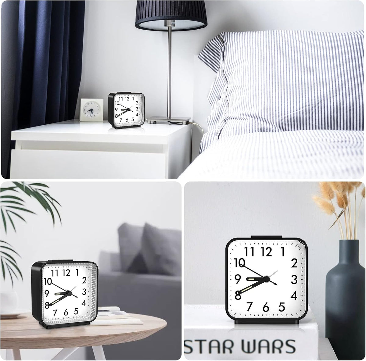 ORIA Analog Alarm Clock, Battery Operated Analog Travel Clock, Small Bedside Clock with Night Light, Snooze, Gradual Rise Alarm, for Bedroom, Office, Travel