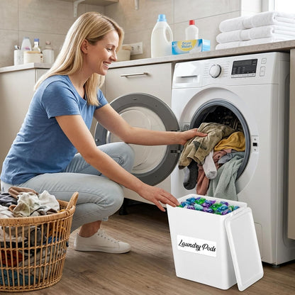 Rainmae Magnetic Laundry Lint Bin with Lid, Dryer Lint Bin, Wall-Mounted Trash Can with Lid Plastic Storage Dryer Lint Holder, Magnetic Lint Bin, Space-Saving Organizer Solution for Laundry, White