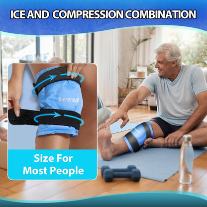 Ice Packs for Injuries Reusable Knee Gel Ice Pack Wrap for Swelling Black