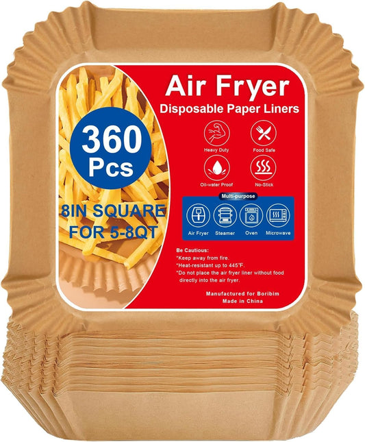 Boribim 2 PCS Square Silicone Air Fryer Liners - 8 Inch Reusable Air Fryer Pot - Air Fryer Accessories - Air Fryer Inserts for 4 to 7 QT Oven Microwave Accessories (Red + Blue)