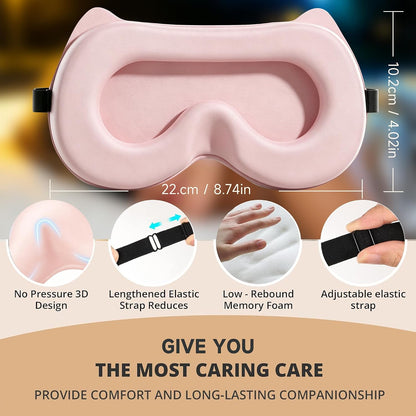 3D Blackout Sleep Mask, Memory Foam Eye Cover for Travel | Zero pressure 3D contoured design with adjustable strap. Perfect for side sleepers, travel, and lash extensions.