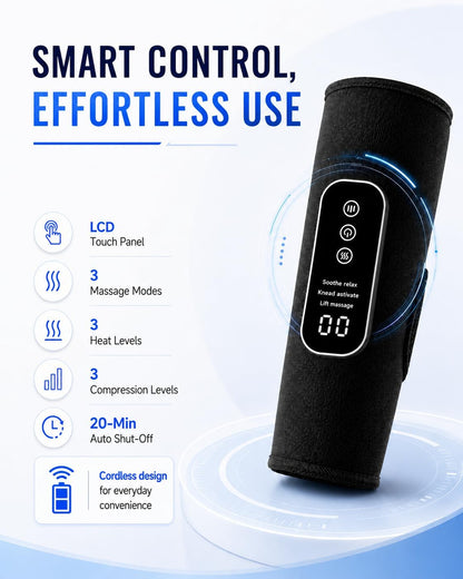 RIGHTMELL Cordless Leg Massager with Heat, Compression Calf Massager, Pair | Rechargeable Calf Wraps With 3 Modes, 3 Intensities, Adjustable Heat for Home and Office Use