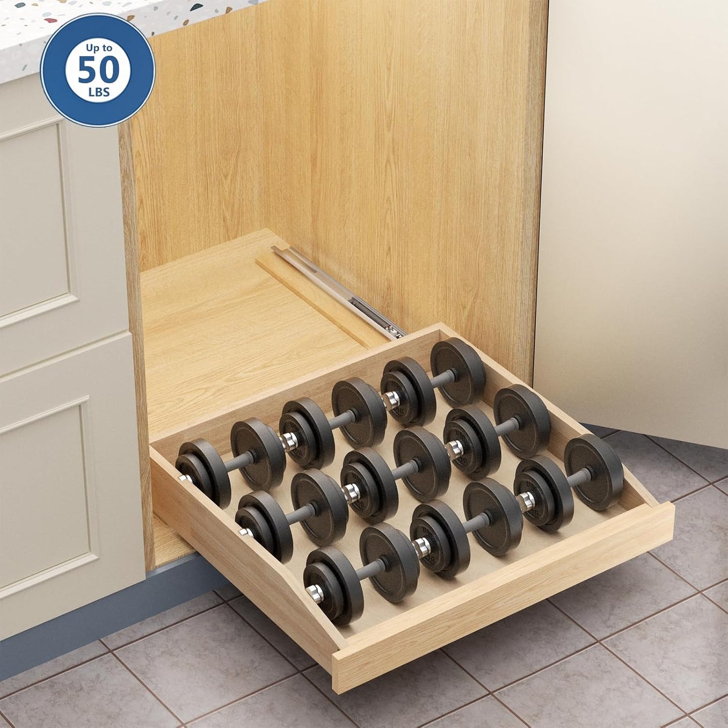 LOVMOR Single Pull Out Cabinet Organizer 28½”W x 21”D, Soft Close Slide Out Drawer Storage Shelves for Kitchen, Wood Cabinet Shelf Pull-Out Organizer Storage for Base Cabinets
