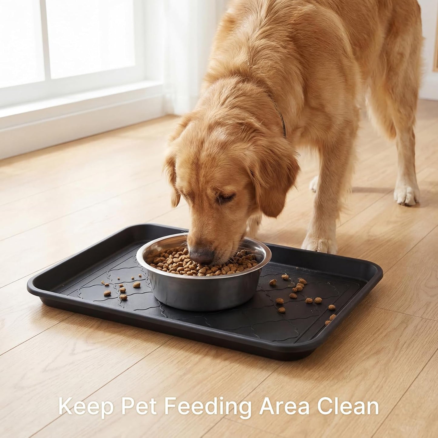 Kingrol 4-Pack Small Shoe Trays for Entryway Indoor, 16.5" x 12.6" Individual Boot Tray with Raised Lip, Waterproof Plastic Shoe Mat Tray for One Pair, Pet Bowls, Plants, Under Sink & Floor Protection
