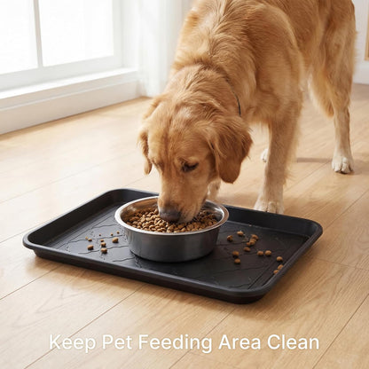 Kingrol 4-Pack Small Shoe Trays for Entryway Indoor, 16.5" x 12.6" Individual Boot Tray with Raised Lip, Waterproof Plastic Shoe Mat Tray for One Pair, Pet Bowls, Plants, Under Sink & Floor Protection
