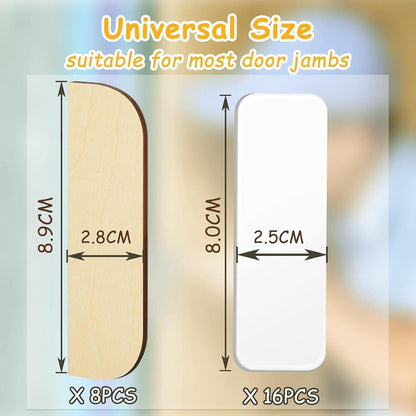 8 Pieces Hinge Repair Wooden Plate Door Hole Cover Plate Wooden Hinge Filler Wood Repair Kit with Tape Simple Panel Suitable for Cabinet, Square Corner, 8 Piece