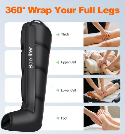 Leg Compression Massager,Professional Full Leg Sequential Pressure Boots, Air Compression Recovery System for Athletes - Circulation and Edema, RLS, Swelling, Pain Relief,9 Intensities 6 Modes