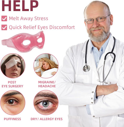 2 Pack Cooling Eye Mask for Puffy Eyes,Reusable Gel Cold Compress Pack for Puffy Eyes & Dark Circles, After Eyes Surgery, Migraine Relief, Headaches