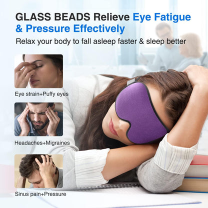 YFONG Weighted Sleep Mask for Women Men, 3D Light Blocking Eye Mask, Black