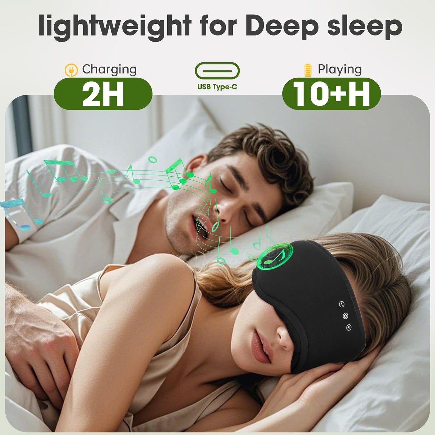 Sleep Headphones with Bluetooth 5.4 Sleep Mask, Bamboo Cotton Music Wireless Bluetooth Eye Mask for Sleeping, Earphones HD Speaker Microphone for Travel