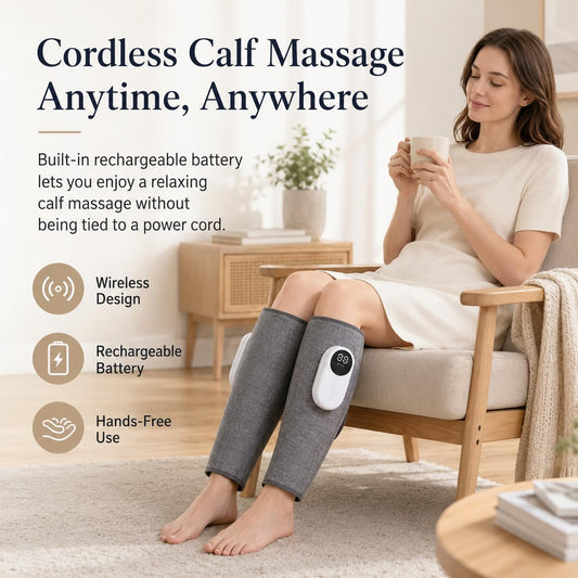 brenzo Leg Massager, Calf Massage Wraps for Everyday Comfort, Pair | Soothing Heat, 3 Massage Modes, 3 Adjustable Intensities, Easy-to-Use Controls, Everyday Relaxation, Pair Included