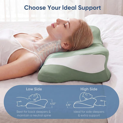Sweetcrispy Cervical Pillow for Neck Pain Relief, Cooling Memory Foam