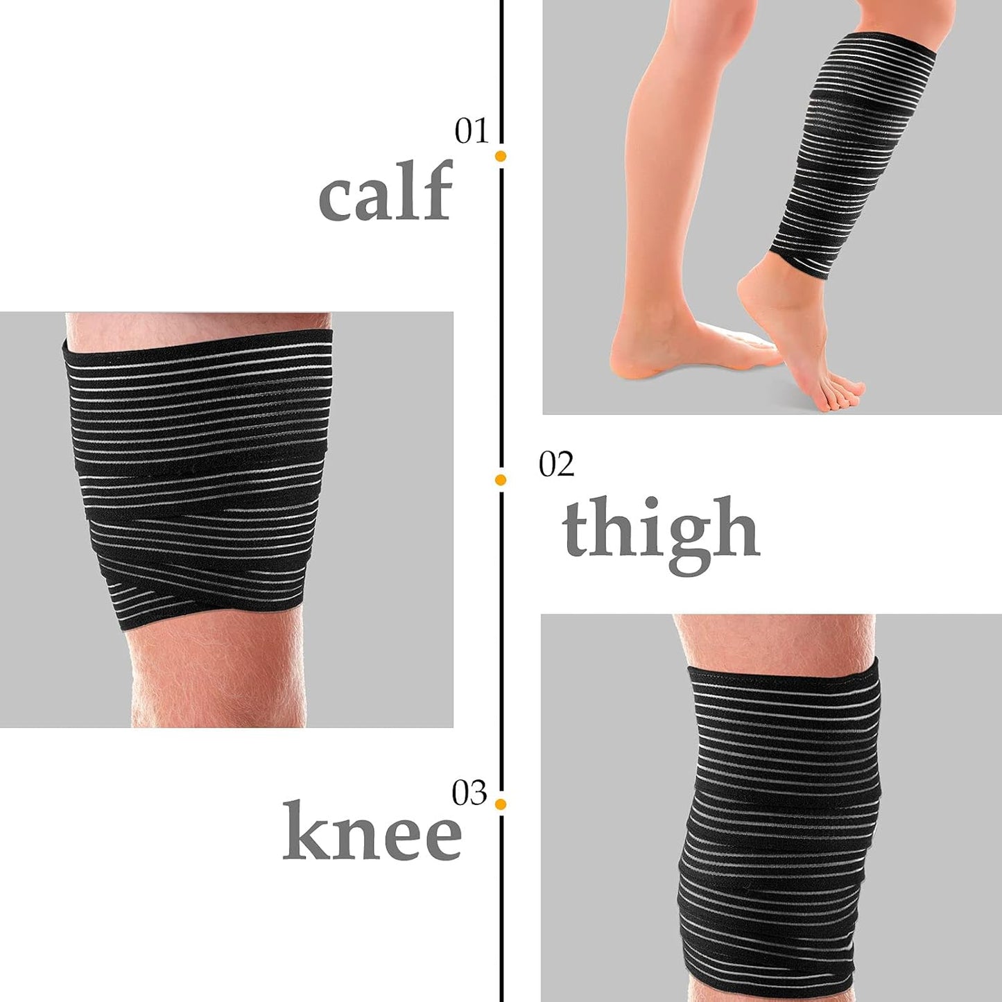 Syhood Compression Bandage Wraps for Leg, Elastic Calf Compression Sleeve Ankle Support, Adjustable Plus Size for Men and Women Stabilising Ligament, Joint Pain, Sports(4 Pieces,28 Inches)
