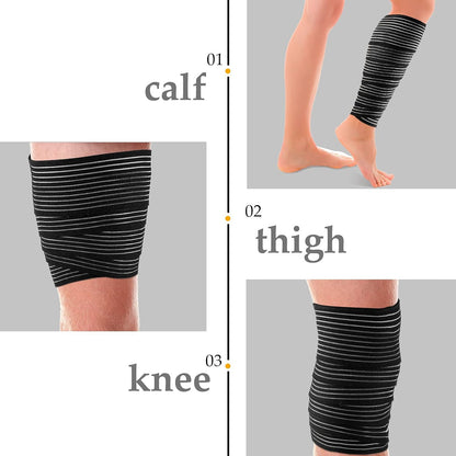 Syhood Compression Bandage Wraps for Leg, Elastic Calf Compression Sleeve Ankle Support, Adjustable Plus Size for Men and Women Stabilising Ligament, Joint Pain, Sports(4 Pieces,28 Inches)