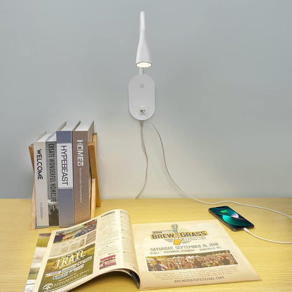 LED Reading Light, Eye-Caring Book Light for Reading in Bed, 360° Flexible Clip on headboard lamp, 5W 3000k Desk Lamp with Clamp for Bedroom, Office, Painting, Workbench and Sewing, White