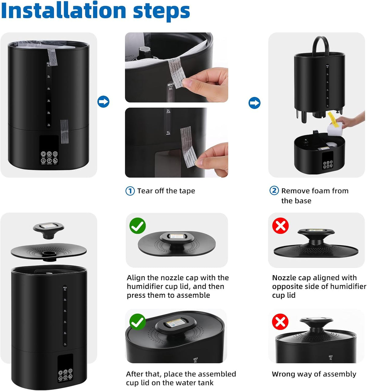 Coolfiqu 6L Warm & Cool Mist Humidifiers for Bedroom,Large Room,Plants