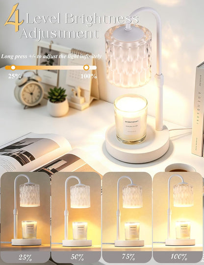 Briever Dimmable Candle Warmer Lamp with Timer, Height Adjustable Electric Candle Wax Warmer, Christmas Birthday Gifts for Women Mom, House Warming Gifts New Home Room Decor, Black Solid Wood Base