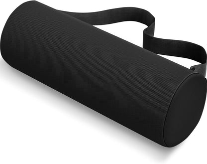 CushZone Lumbar Roll Support Pillow, Memory Foam Back Cushion, Black