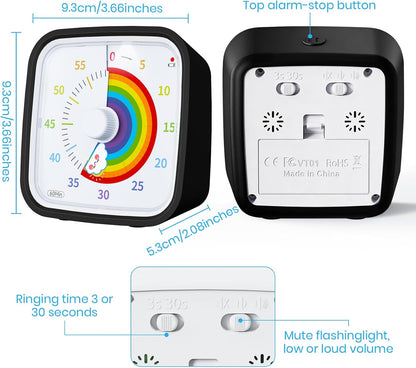 Yunbaoit Rainbow Visual Timer for Kids, 60-min Countdown Timer, Blue