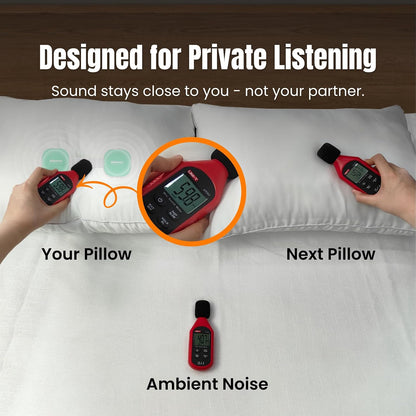 Jabees Peace Duo Pillow Speaker for Sleeping – Dual Under Pillow Speakers for Side Sleepers, Bluetooth + SD Card, Sleep Timer, No Earbuds, Preloaded Sleep Sounds (Sunrise Yellow)