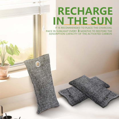 4 Pack Activated Charcoal Odor Absorber, Bamboo Charcoal Air Purifying Bags Odor Eliminator Air Freshener Deodorizer for Shoe, Closet, Car, Basement