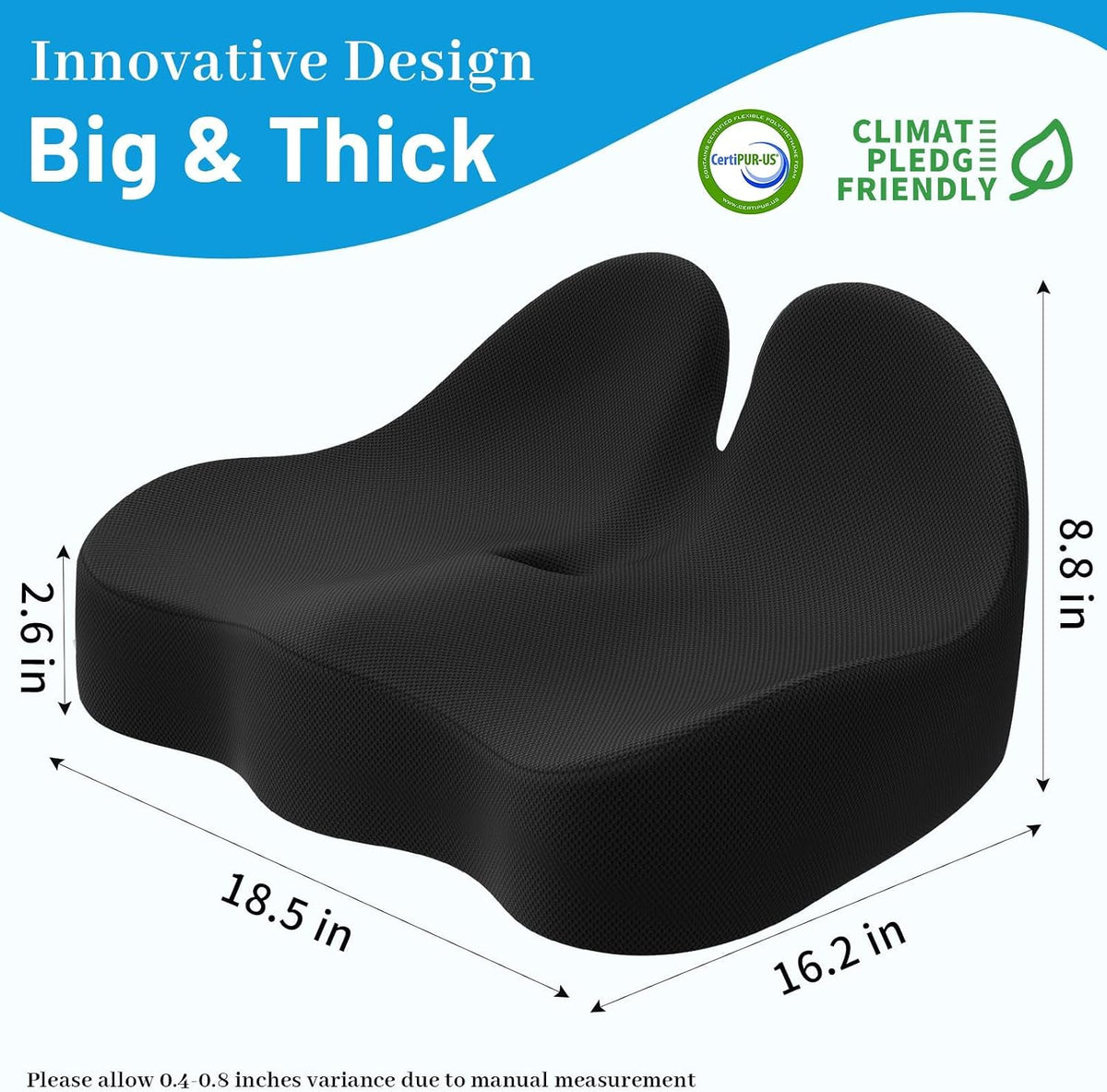 Memory Foam Seat Cushion, Ergonomic Office Chair Cushion for Long Sitting