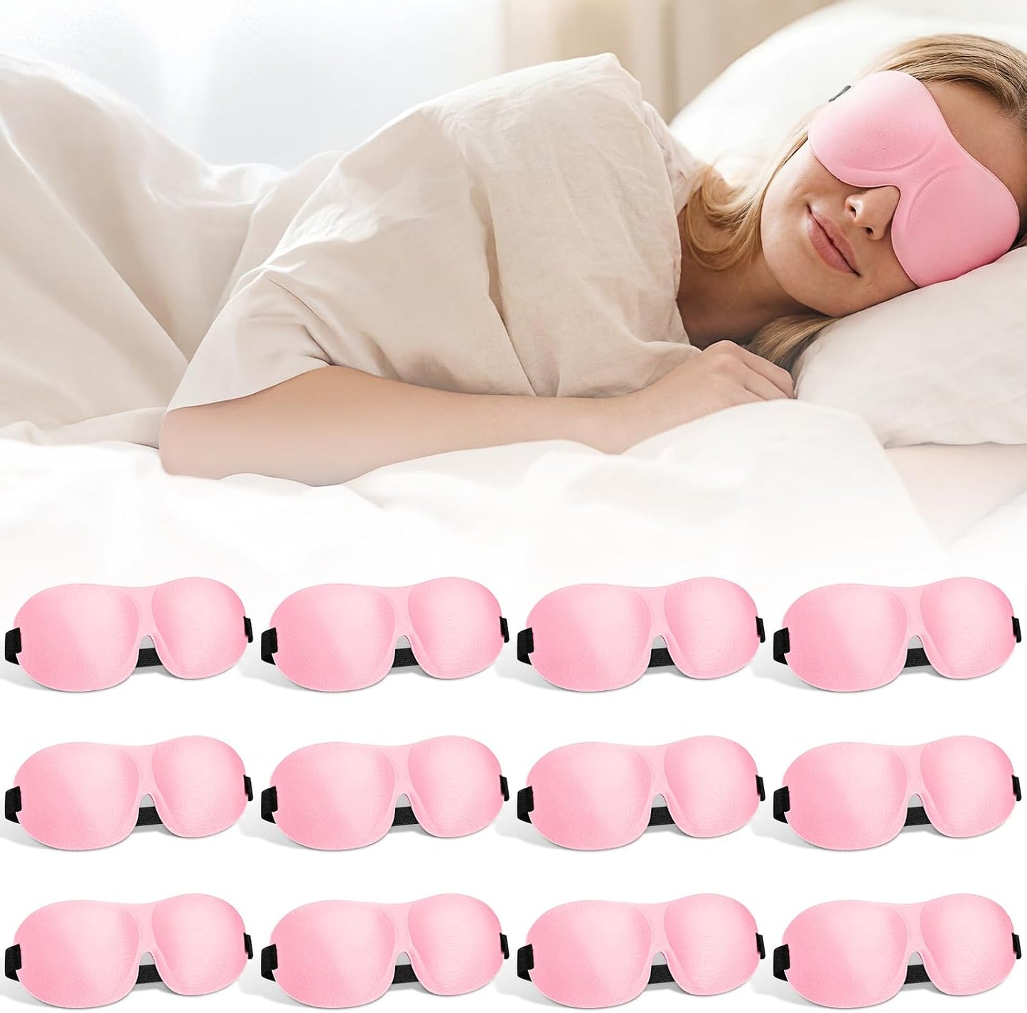 Bonuci 20 Pack Sleep Mask Blackout 3D Eye Mask for Ultralight Sleeping Night Blindfold Eye Covers with Adjustable Strap for Men Women Travel Gift Back and Side Sleeper (Dark Purple)