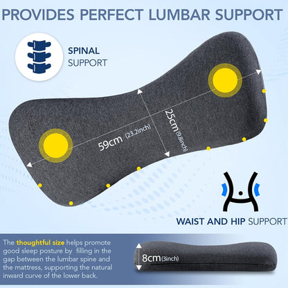 Hapiclody Lumbar Support Pillow for Sleeping Memory Foam Lumbar Pillow for Lower Back Pain Relief Back Support Pillow for Side,Back and Stomach Sleepers-Bed Wedge Bolster Pillow Bed Rest Pillow (Gray)