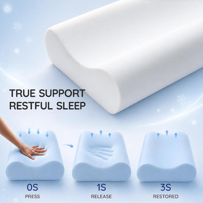 Contour Memory Foam Cervical Pillow for Neck Pain Relief, White | Orthopedic neck support | Standard size | side/back/stomach sleep | cervical alignment | two height choices | washable cover