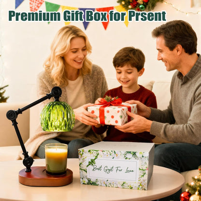 Candle Warmer Lamp, Dimmable Wax Melting Warmer with Adjustable Height, Bedroom Living Room Home Decor, Birthday Relaxation Gifts for Women (Green, Wave)