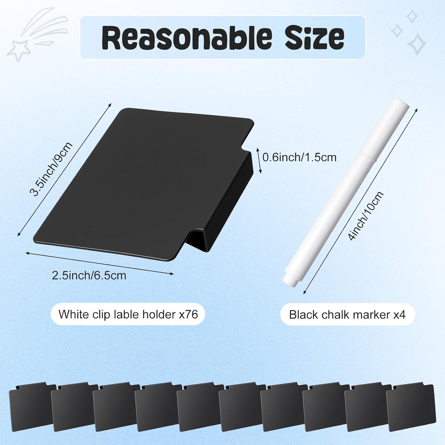 32 Pieces Basket Labels Clip Set, Include 30 Kitchen Clip Label Holder Removable PVC Bin with 2 Chalk Marker for Basket Pantry Organization Box (White Label Clip, Black Pen)