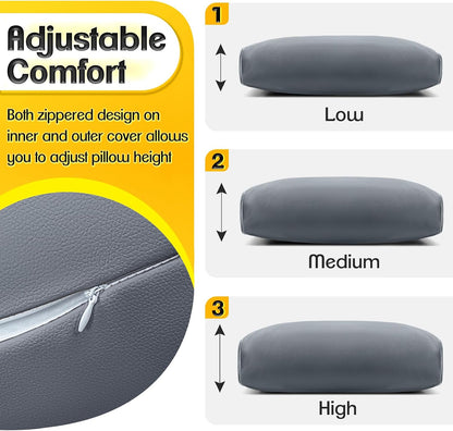 1 MIDDLE ONE Recliner Pillow, Memory Foam Head, Headrest and Neck Pillow for Recliner Chair, Small Neck Support for Office Chair (Grey)