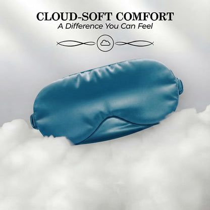 SLEEP SANCTUARY 100% Pure Mulberry Silk Sleep Mask - 22 Momme Light Blocking 3D Contour Silk Eye Mask for Sleeping - Secure Fit for Side Sleepers, Women & Men - Cloud Soft (Misty Blue)