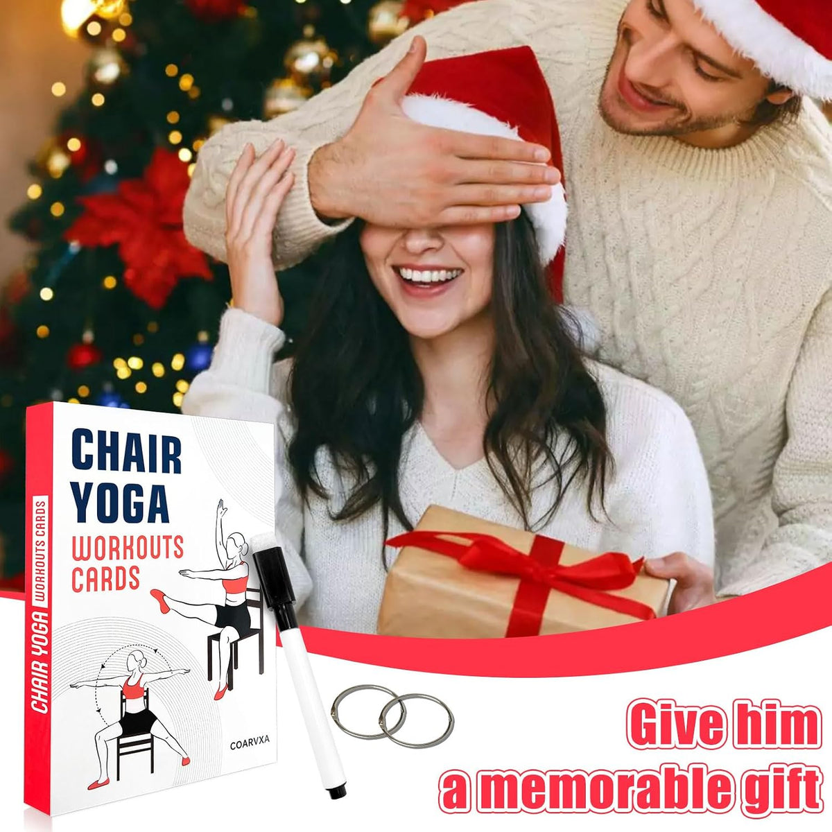 Bodyweight Workout Cards for Women & Men-50 Bodyweight Workout Cards，Includes 2 Rings& Dry-Erase for Easy Organization-Home, Gym or Studio (Bodyweight)