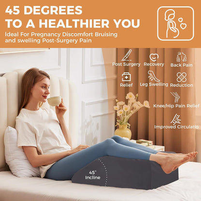 BIEEZZK Leg Elevation Pillow Blood Circulation, 23.6×16.8×8in, White/Grey