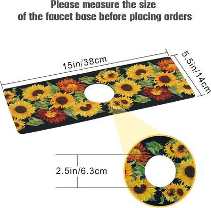 Sink Faucet Absorbing Mat, 2 Pack Drying Mat Around Faucet Sink Splash Guard Behind Faucet Sinkmat For Kitchen Bathroom Island Rv 24 * 5.5 Inch (60 * 14 cm)