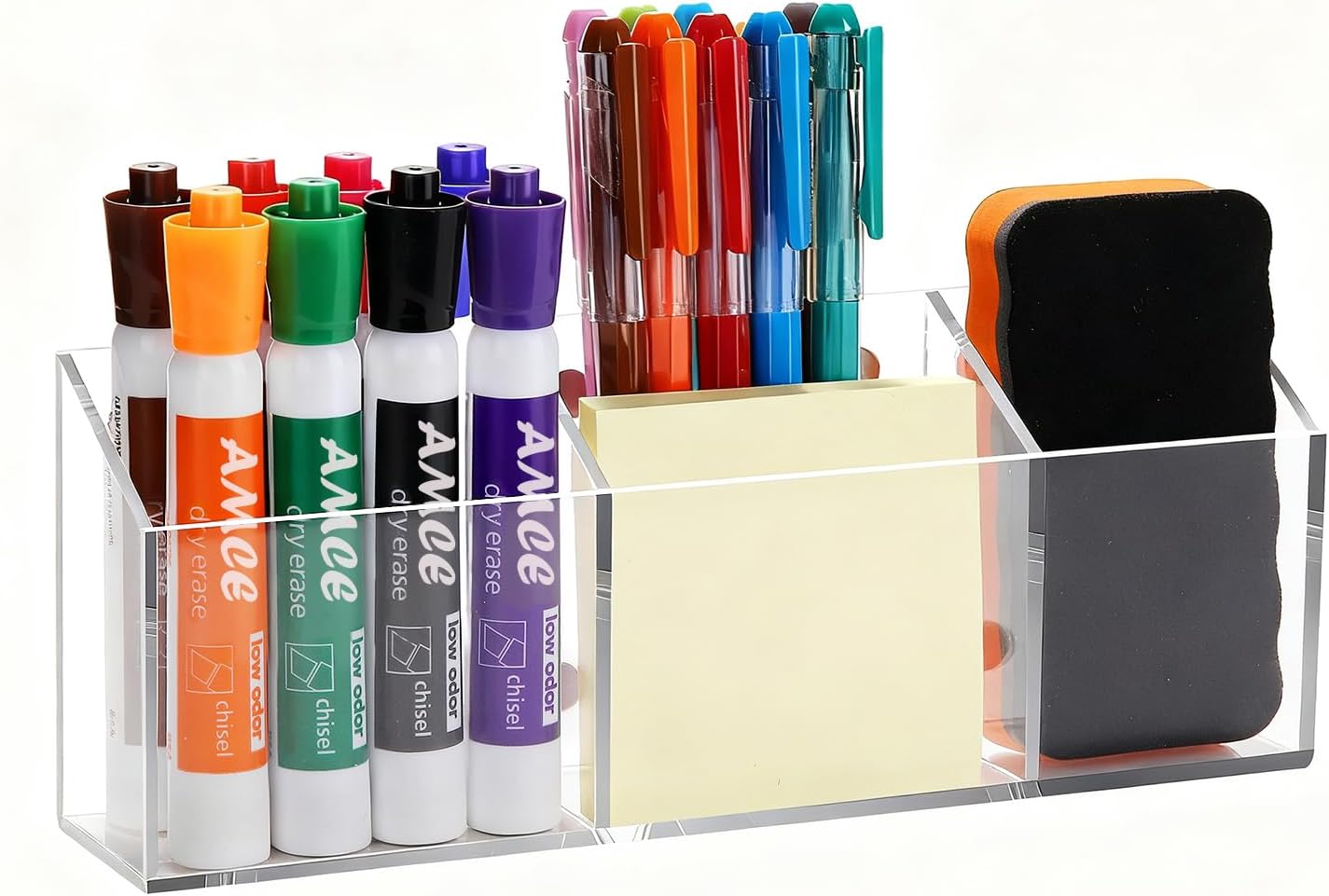 Ameceres Magnetic Acrylic Pencil Holder Clear Pen Holder for Fridge Locker | Whiteboard Accessories, Dry Erase Holder, Marker Organizer, Locker Organizer, Desk Pen Holder, For Office Home Classroom