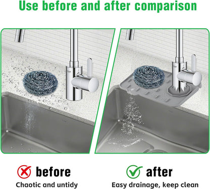Kitchen Sink Splash Guard, Silicone Faucet Mat, 8.3 x 5.7 Inch | Soap Dish Pad, Sponge Holder Sink Trays, Faucet Handle Drip Catch For Bathroom, Kitchen, Countertop, Gadgets