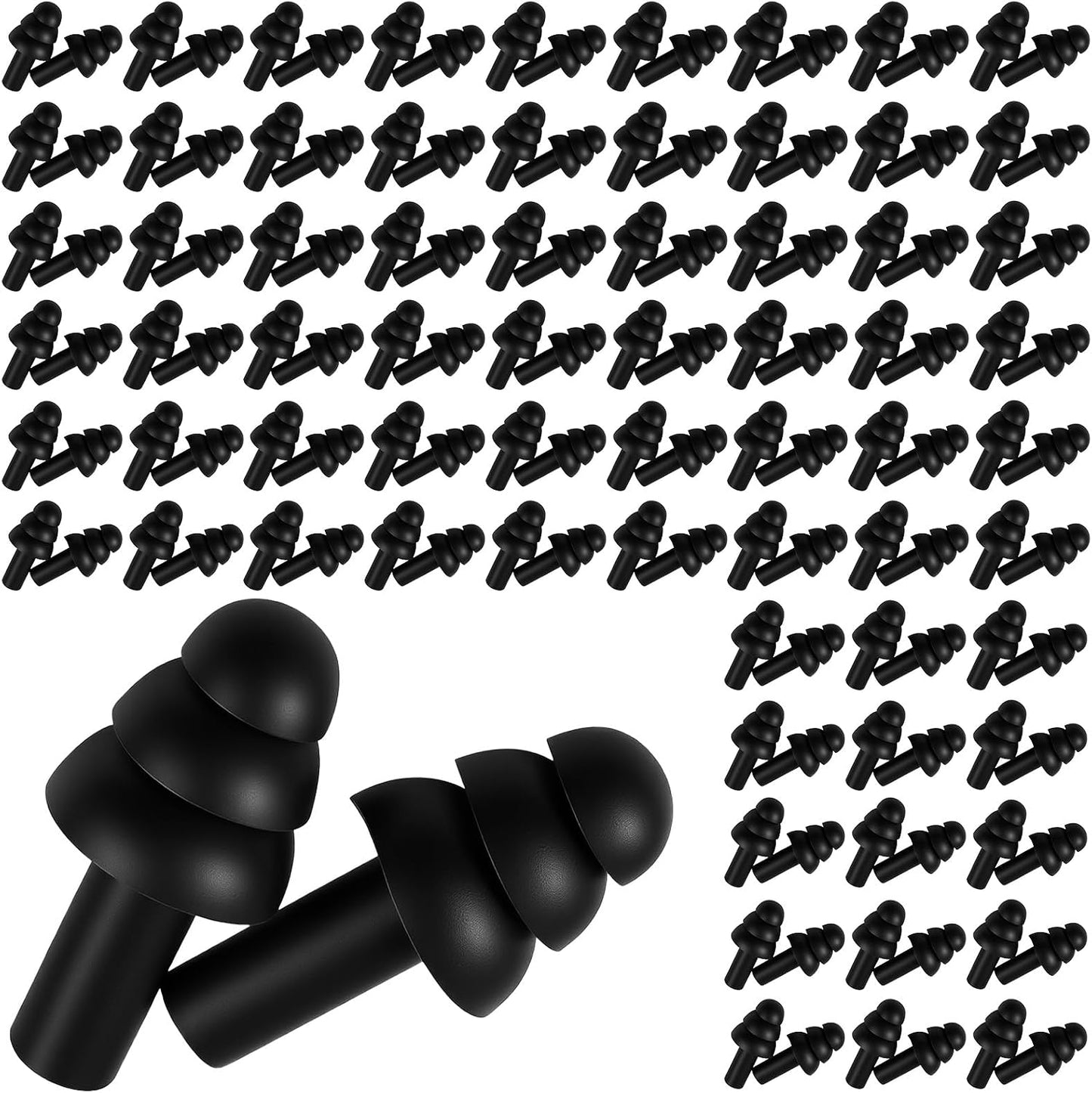 200 Pair Silicone Earplugs, Reusable Ear Plugs for Sleeping Noise Cancelling, Waterproof Bulk Soft Ear Plugs for Shooting, Swimming, Concerts Black